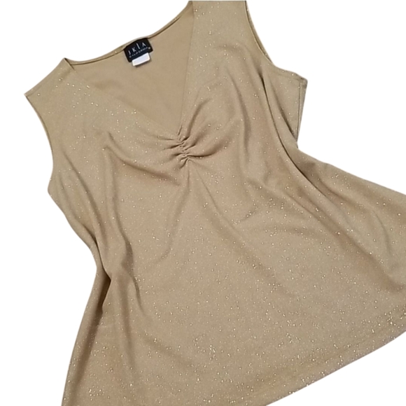 LastChance-Pretty Gold Glitter Sleeveless Tank Top-L - Picture 2 of 4